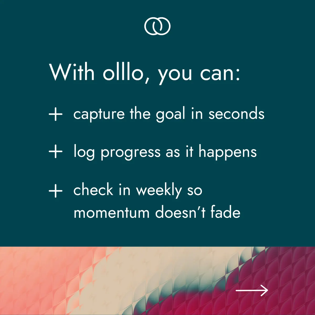 Olllo LinkedIn campaign slide: Visible goals, 2 of 3